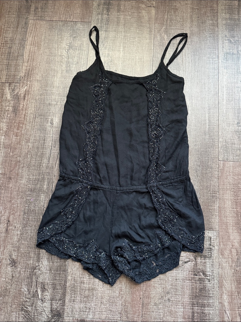 Cleobella Black Lace-Trim Romper